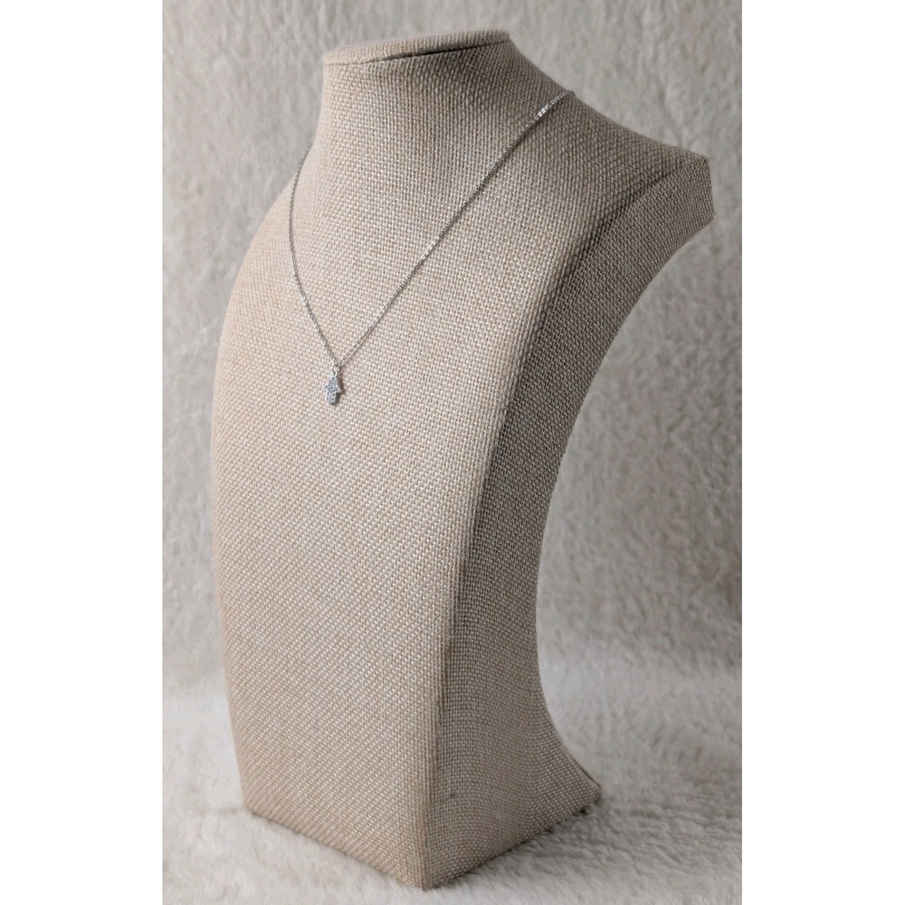 Silver Tone‎ Hamsa Hand Pendant Necklace Pave CZ Evil Eye Protection Jewelry